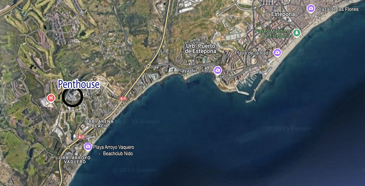 Kaart met stranden in Estepona
